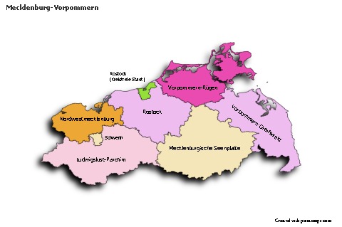 Mecklenburg-Vorpommern için Örnek Haritalar (renkli,gölgeli)