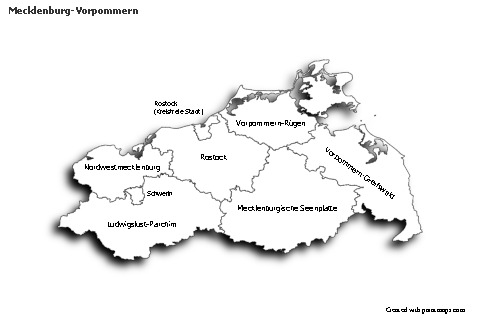 Mecklenburg-Vorpommern için Örnek Haritalar (siyah-beyaz,gölgeli)