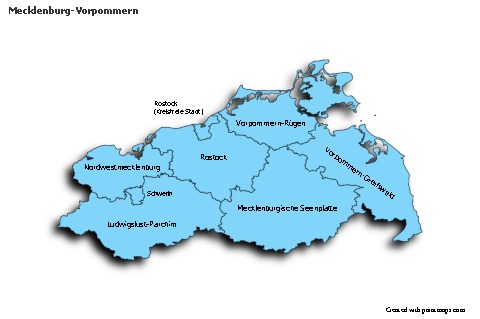 Mecklenburg-Vorpommern için Örnek Haritalar (mavi,gölgeli)