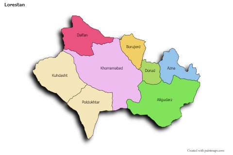 Sample Maps for Lorestan (colored,shadowy)