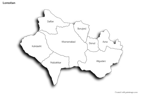 Sample Maps for Lorestan (black-white,shadowy)