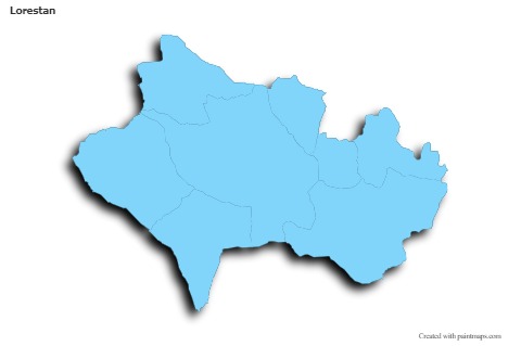 Sample Maps for Lorestan (blue,outline,shadowy)