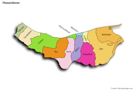 Sample Maps for Mazandaran (colored,shadowy)