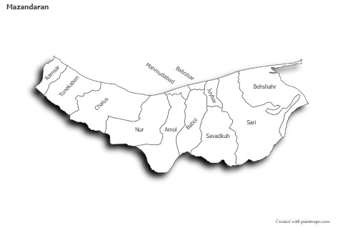 Sample Maps for Mazandaran (black-white,shadowy)