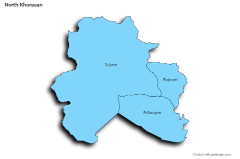 Contoh Peta untuk North Khorasan (biru,bayangan)