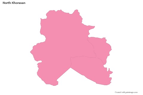 Contoh Peta untuk North Khorasan (merah jambu,garis besar)