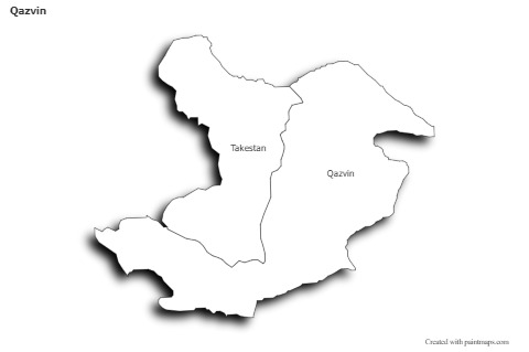 Contoh Peta untuk Qazvin (hitam-putih,bayangan)