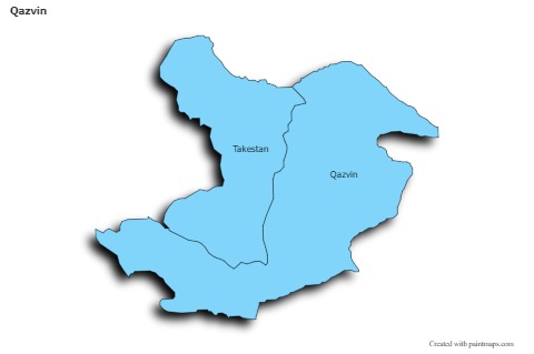 Contoh Peta untuk Qazvin (biru,bayangan)