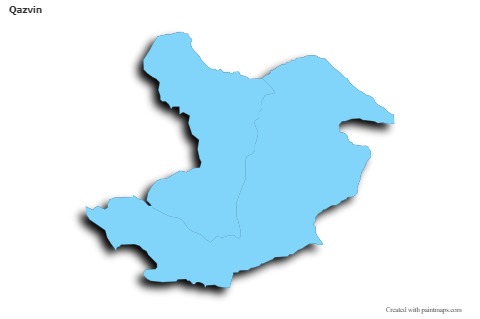 Contoh Peta untuk Qazvin (biru,garis luar,bayangan)