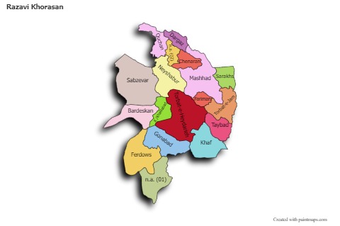 Sample Maps for Razavi Khorasan (colored,shadowy)