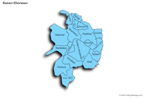 Sample Maps for Razavi Khorasan (blue,shadowy)