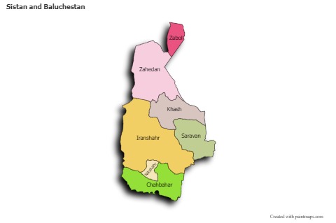 Sample Maps for Sistan and Baluchestan (colored,shadowy)