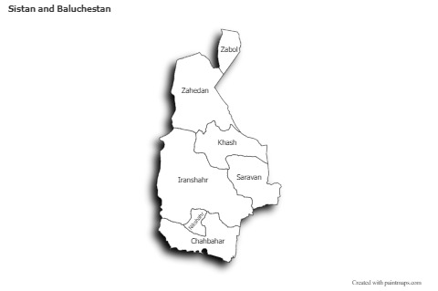 Sample Maps for Sistan and Baluchestan (black-white,shadowy)