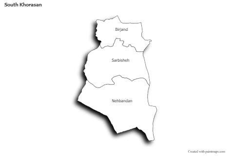 Sample Maps for South Khorasan (black-white,shadowy)
