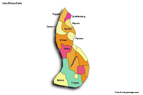 Contoh Peta untuk Liechtenstein (berwarna,bayangan)