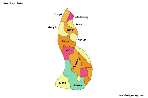 Contoh Peta untuk Liechtenstein (berwarna)
