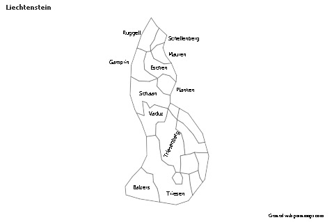Contoh Peta untuk Liechtenstein (hitam-putih)