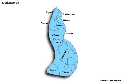 Contoh Peta untuk Liechtenstein (biru,bayangan)