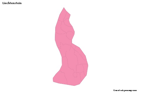 Contoh Peta untuk Liechtenstein (merah jambu,garis besar)