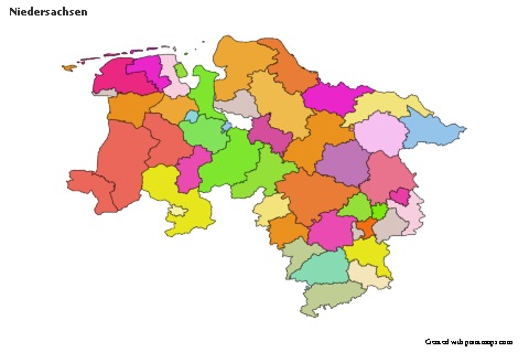 Niedersachsen için Örnek Haritalar (renkli)