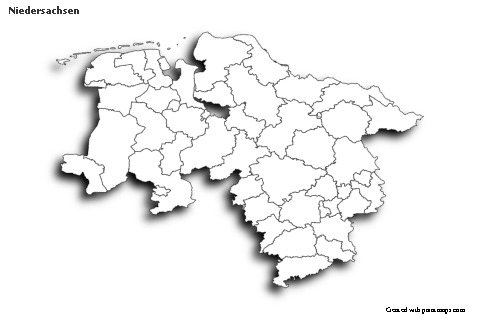Niedersachsen için Örnek Haritalar (siyah-beyaz,gölgeli)