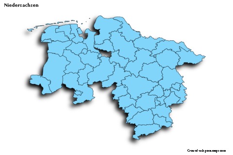 Niedersachsen için Örnek Haritalar (mavi,gölgeli)