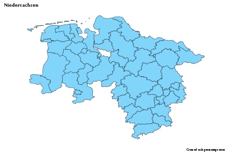 Niedersachsen için Örnek Haritalar (mavi)