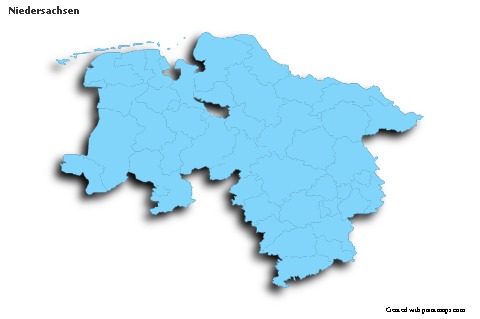 Niedersachsen için Örnek Haritalar (mavi,anahat,gölgeli)
