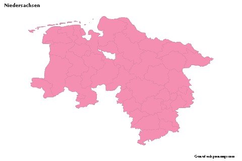Niedersachsen için Örnek Haritalar (pembe,anahat)