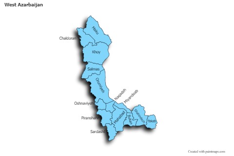 Sample Maps for West Azarbaijan (blue,shadowy)