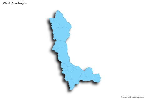 Sample Maps for West Azarbaijan (blue,outline,shadowy)