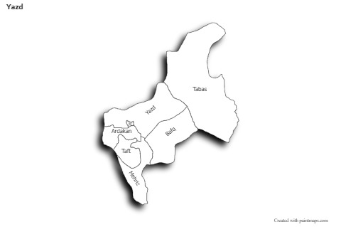 Contoh Peta untuk Yazd (hitam-putih,bayangan)