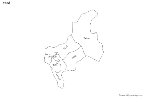 Contoh Peta untuk Yazd (hitam-putih)