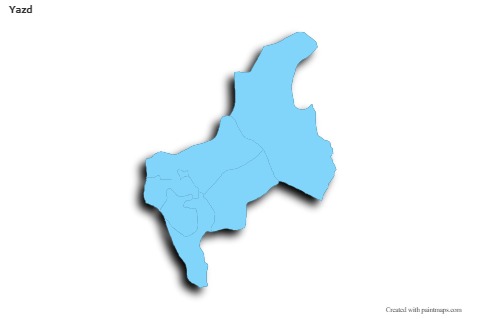 Contoh Peta untuk Yazd (biru,garis luar,bayangan)