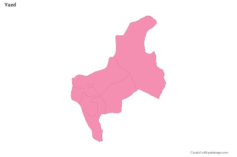 Contoh Peta untuk Yazd (merah jambu,garis besar)