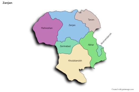 Sample Maps for Zanjan (colored,shadowy)