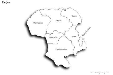 Sample Maps for Zanjan (black-white,shadowy)