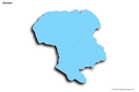 Sample Maps for Zanjan (blue,outline,shadowy)