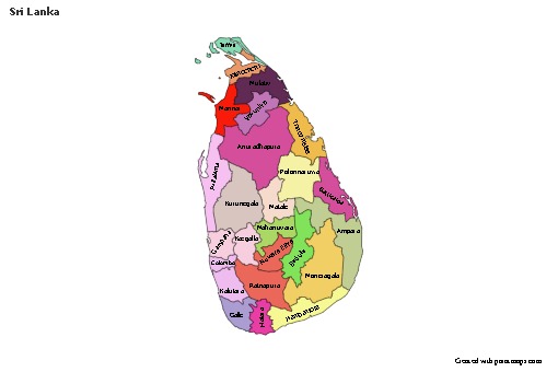 Mapas de muestra para Sri Lanka (coloreado)