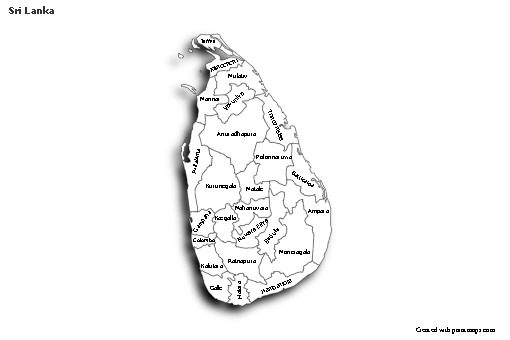 Mapas de muestra para Sri Lanka (blanco-negro,sombrío)