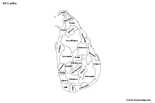 Mapas de muestra para Sri Lanka (blanco-negro)