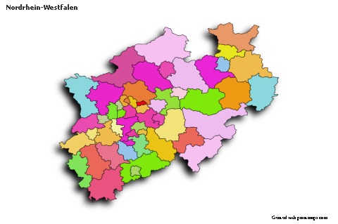 Nordrhein-Westfalen için Örnek Haritalar (renkli,gölgeli)