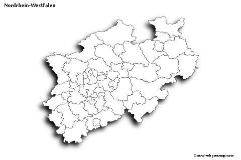 Nordrhein-Westfalen için Örnek Haritalar (siyah-beyaz,gölgeli)