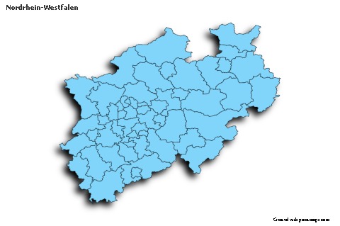 Nordrhein-Westfalen için Örnek Haritalar (mavi,gölgeli)