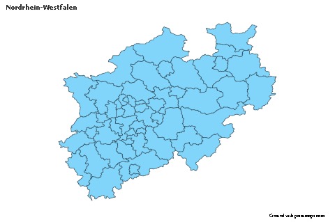 Nordrhein-Westfalen için Örnek Haritalar (mavi)