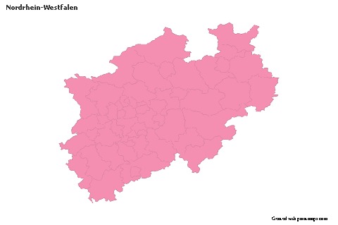 Nordrhein-Westfalen için Örnek Haritalar (pembe,anahat)