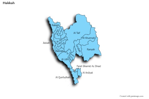 Contoh Peta untuk Makkah (biru,bayangan)