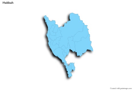 Contoh Peta untuk Makkah (biru,garis luar,bayangan)