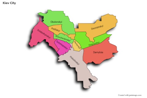 Kiev City için Örnek Haritalar (renkli,gölgeli)