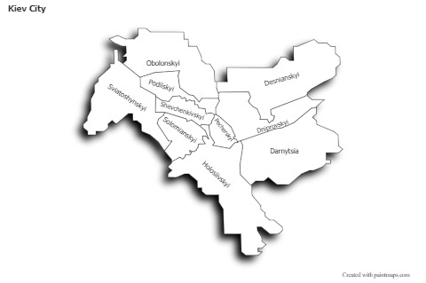Kiev City için Örnek Haritalar (siyah-beyaz,gölgeli)